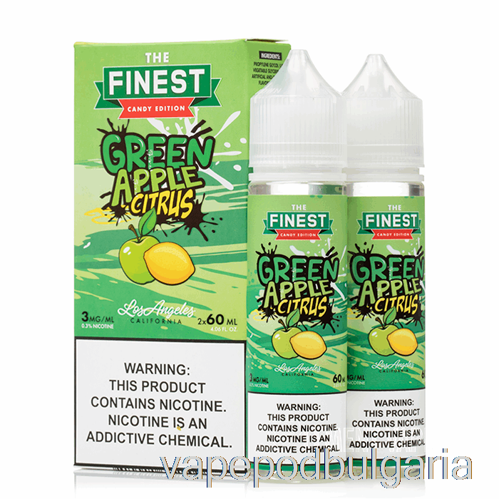 Vape 10000 Дръпки Green Apple Citrus - The Finest Candy Edition - 120ml 0mg